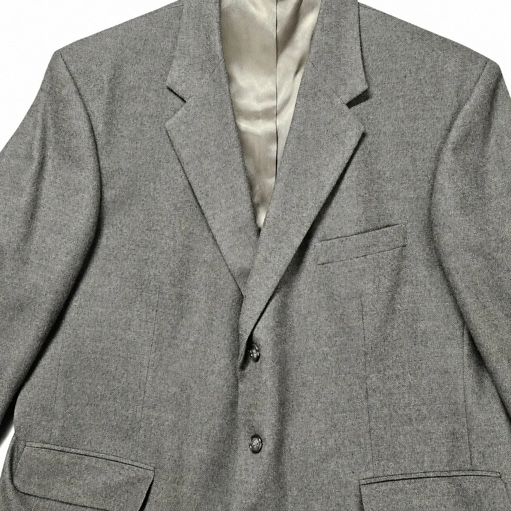 Lands End Lambswool Blazer Mens 48R Green Solid 3-Button Sport Coat Made in USA